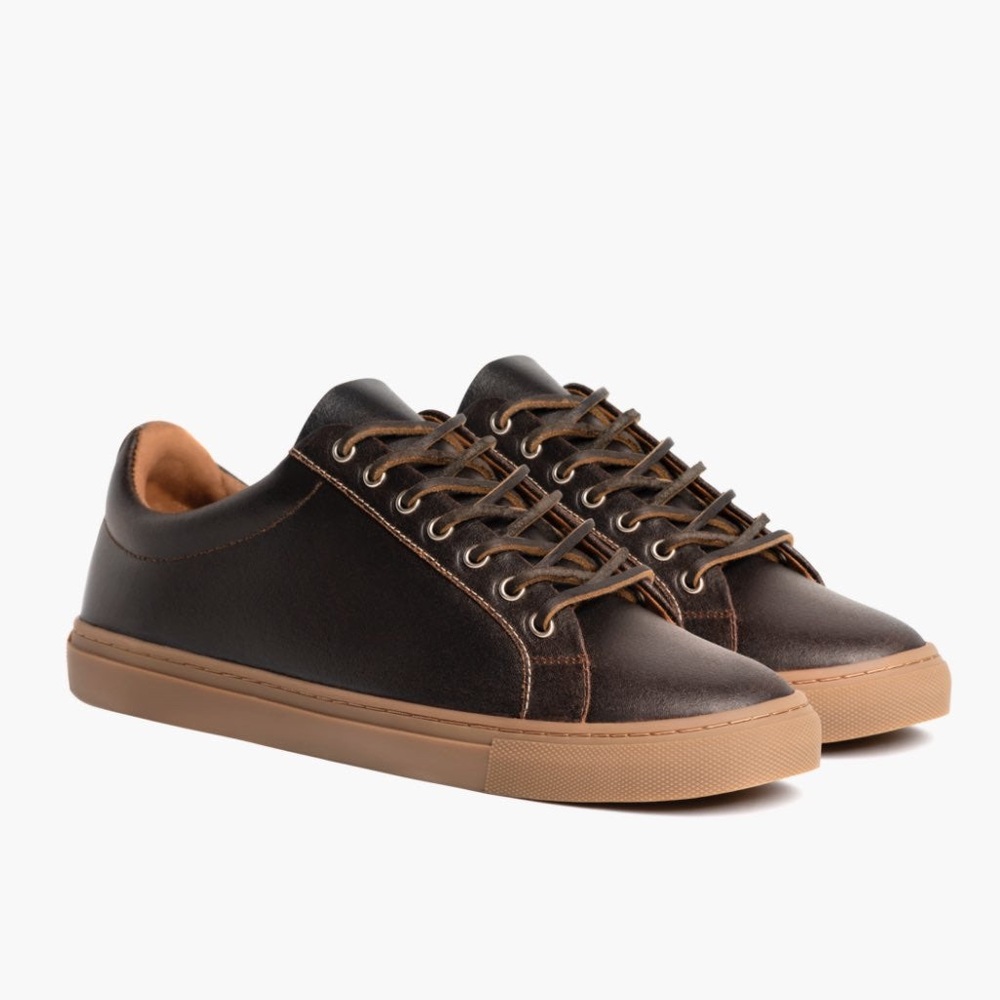 Thursday Boot Co Leather Premier Low Top Lace Up Sneakers Mens 12 W Cacao Brown